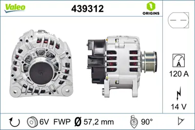 VALEO 439312 Alternator 12v 120a A3 A4 Galaxy Cordoba Ibıza Leon Toledo Fabıa Octavı 1,6 / 1,8t / 1,9tdı / 1,9sdı 