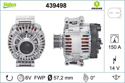 VALEO 439498 Alternator 14v 150ah A4 A6 1.6 1.8 2.0 2.7 Tdı Bpp Bgb Bwe Bwt 