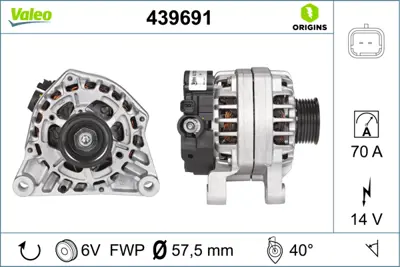 VALEO 439691 Alternator Partner Tepee Partner Iı Berlıngo Iıı Berlıngo Iı Xsara Iı Tu5jp4 (1,6 16v) Partner Iı Be 