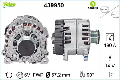 VALEO 439950 Alternator 14v 180a Touareg 18> A4 Q7 16>a5 17> A6 A7 15> Q8 19> 