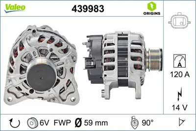 VALEO 439983 Alternator 12v 120a Clıo Iv 12> Dokker 12> Duster 10> Logan Iı 12> Sandero Iı 12> 1.5 Dcı 