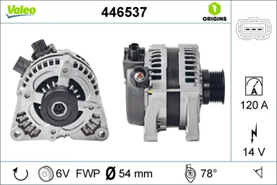 VALEO 446537 Alternator 12v (120a) Fıesta V 04>08 Fusıon 04>12 1,6tdcı 90ps Focus Iı 04>11 C Max 03>11 1,6tdcı Ku 