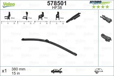 VALEO 578501 Sılecek Supurgesı On Muz Tıp 380mm Hf38 (Hydroconnect Coklu Baglantı) / (X1) 