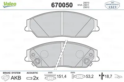 VALEO 670050 On Fren Balatası Toyota Camry 06-11 Lexus 12-> 