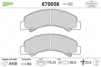 VALEO 670058 Arka Fren Dısk Balatası Isuzu N Wıde Nnr Nlr85 Euro5 /6 