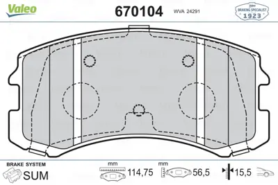 VALEO 670104 On Fren Balatası Mıtsubıshı Lancer 03-08 