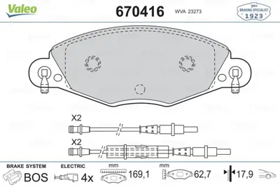 VALEO 670416 On Fren Balatası Fıslı C5 2,2 Hdı 3,0 V6 Hb / Sedan 