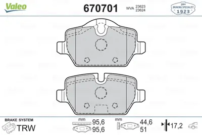 VALEO 670701 Arka Fren Balatası Bmw E90 E87 