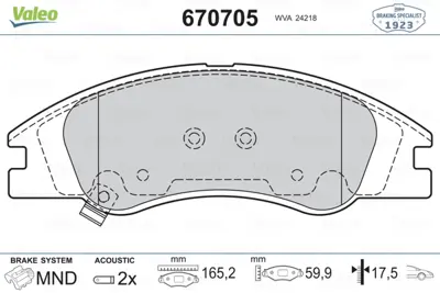 VALEO 670705 On Fren Balatası Kıa Cerato Benzınlı Dızel 04-> 