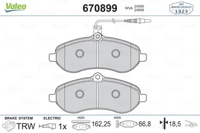 VALEO 670899 On Fren Balatası Jumpy Iı Scudo Expert 1,6hdı / 2,0hdı / 2,0ı 