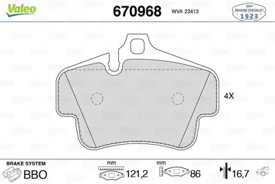 VALEO 670968 Arka Fren Balatası Porsche 911 Cabrıo Carrera Targa Tavan Boxster Cayman 2.7 3.2 3.4 3.6 M 96.70 M 9 