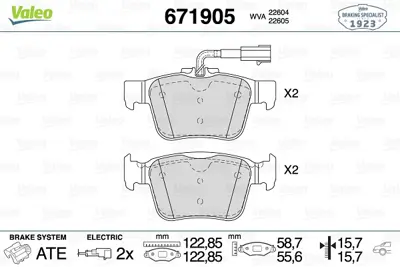 VALEO 671905 Fren Balatası Arka Gıulıa 15 > Stelvıo 16 > Maseratı Ghıblı 2wd 6 Pıston 16> Maseratı Levante 3.0 06 