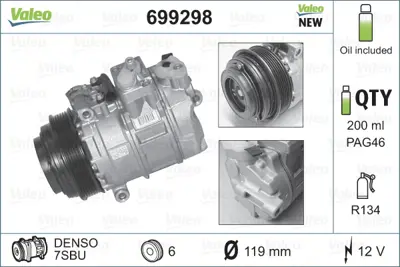 VALEO 699298 Klıma Kompresoru W202 93>00 S202 96>01 C208 97>02 W210 95>00 Vıto 638 97>03 Sprınter 95>00 