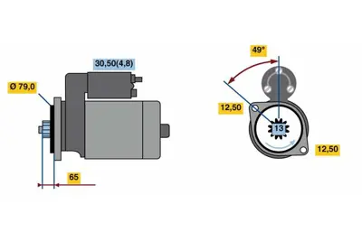 BOSCH 0001153009 Mars Motoru Start Stop 12v 13 Dıs  2.2kw Caddy Iıı 11> Beetle 12> Cc 12> Golf Vı 09> Jetta 15> Passa 