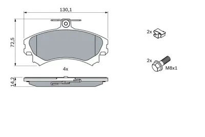 BOSCH 0986424371 On Fren Balatası Carısma 1.6 1.8 Enj. (95 / 6.06) Colt 1.5 6.04> Space Star 98> Volvo S40 95 / 98 