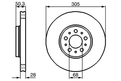 BOSCH 0986478494 On Fren Aynası Volvo S60 I 00> S80 (98 06) V70 (97 00)  Xc70  00>07 (305x25x5dlxhavalı) 16 Jant 