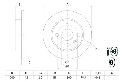 BOSCH 0986478882 Arka Fren Aynası Astra G H 1.4-1.6 1.8 03/04> Merıva 1.4 16v Twın (7.04>1.6 03> (240x10x4dl) 