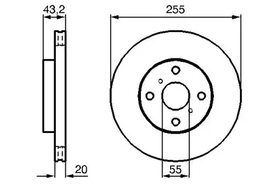 BOSCH 0986479012 On Fren Dısk Aynası (Havalı) Toyota Yarıs D4 D 06-11 (255x4) 