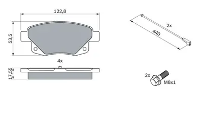 BOSCH 0986494171 Arka Fren Balatası Transıt V347 V348 2.2tdcı / 2.4tdcı / 3.2tdcı 06 /> Fıslı 