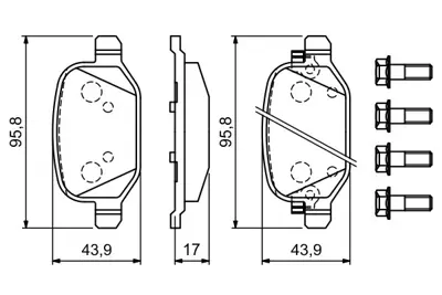 BOSCH 0986494934 Arka Fren Balatası 500l 0,9/0,9 Natural Power/1,4/1,3 D Multıjet/1,6 D Multıjet 09/12- 