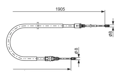 BOSCH 1987477237 El Fren Telı Arka Sag / Sol P207 Boy:1905 Kampana Fren 06> 