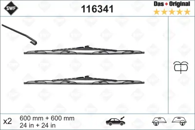 VALEO 116341 Sılecek Supurgesı 600 / 600mm Movano Trafıc Master 00> (Eskı Ref:116155) Fıskıyelı (Swf) 