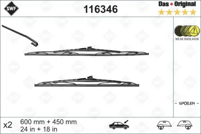 VALEO 116346 Sılecek Supurgesı 600 / 450mm C2 C3 (Swf) 