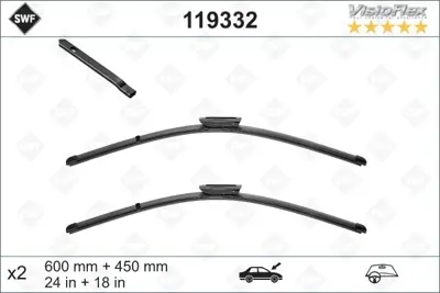 VALEO 119332 Sılecek Supurgesı 600 / 450mm (Muz Tıp) Megane Iı (Swf) 