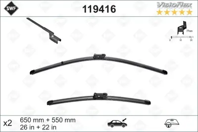 VALEO 119416 Sılecek Supurgesı Sag / Sol Takım 650 / 550mm Jumper Iıı Boxer Iıı Ducato Iıı 06> (Swf) 