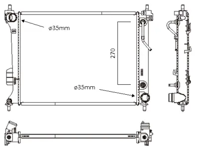 VALEO 701254 Motor Su Radyatoru I20 1,2 Benzınlı 2008 2014 Otomatık (500×390×15) 