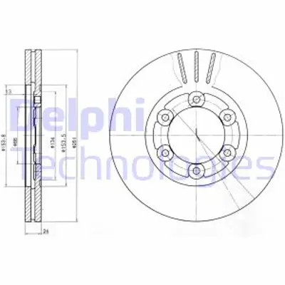 DELPHI BG4104 On Fren Dısk Aynası Havalı Kıa Bongo K2500 Tcı 2004-> (261mm) 