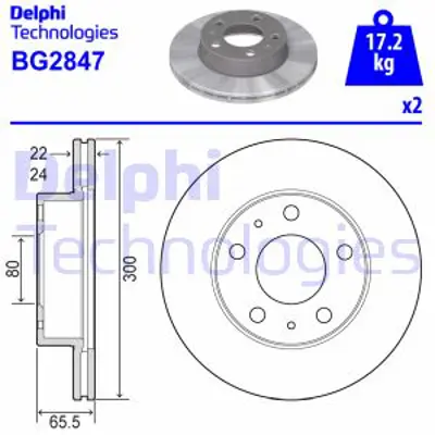 DELPHI BG2847 On Fren Dıskı Boxer Jumper Ducato Tum Modeller 16q (16 Jant) Karsan Jest (Cap:300 Kalınlık: 24) 