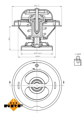 NRF 725062 Termostat 75 °c (Om601, Om602, Om603) W124 85>93 W202 93>00 W210 96>02 W461 97> 