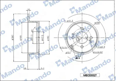 MANDO MBC030027 Arka Fren Dıskı (Aynası) Hyundaı Accent Era 2006-> Getz 2006-> I20 2008-> Kıa Rıo 2005-> (262x4) 