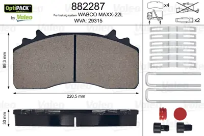 VALEO 882287 Fren Balatası Ön,Arka Mercedes Arocs 