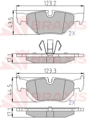 BRAXIS AA0615 Fren Balatası Arka (Kulaklı) Bmw E87 E90  X1 E84                      