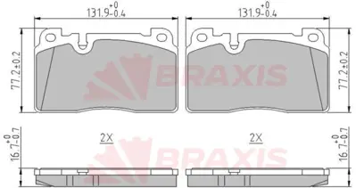 BRAXIS AA0639 Fren Balatası On A6 11> A7 10> Q5 08> / Macan 14> 