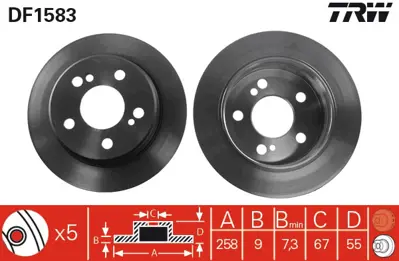 TRW DF1583 Fren Dıskı Arka W202 93>00 W124 93>95 C124 93>97 