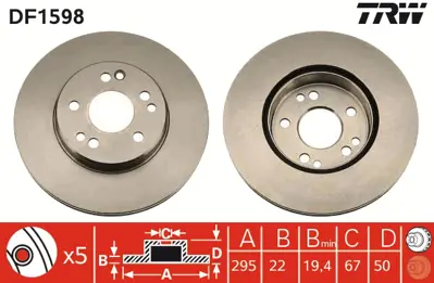 TRW DF1598 Fren Dıskı On W124 88>93 S124 89>96 C124 93>97 