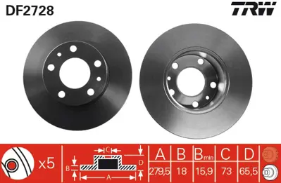 TRW DF2728 On Fren Dısk Aynası Ducato Boxer Jumper 14q (15 Jant) 94>02 Hava Sogutmasız 