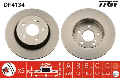 TRW DF4134 Fren Dıskı Arka E-Class W210 96>02 S210 97>03 