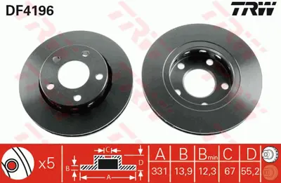 TRW DF4196 Fren Dıskı Arka Ml-Class W163 98>05 