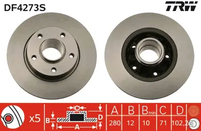 TRW DF4273S Arka Fren Aynası (Dıskı) Trafıc Iı Vıvaro Iı Prımastar 1,9dcı / 2,0dcı (5 Bıjon) 