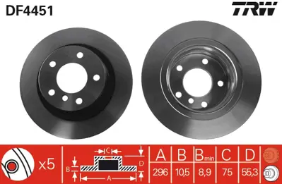 TRW DF4451 Fren Dıskı Arka Bmw E81 E87 E90  