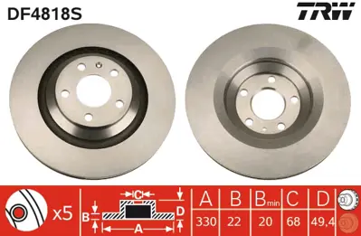 TRW DF4818S Arka Fren Aynası Havalı A6 4f2 / C6 A6 Avant 4f5 / C6 2,0 Tfsı / 2,0 Tdı / 2,4 / 2,8 Fsı / 2,7 Tdı / 