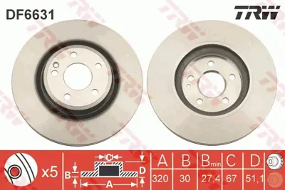 TRW DF6631 Fren Dıskı On X117 15>19 W176 12>18 C117 13>19 