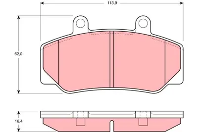 TRW GDB970 On Fren Balatası Volvo 740 760 2,0 2,3 2,4d U:113,9mm Y:62mm K:16,4mm 