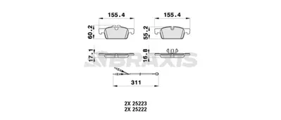 BRAXIS AB0362 On Fren Balatası P508 P508 Sw 1.6 Vtı.1.6 Thp.1.6 Hdı.2.0 Hdı.2.2 Hdı 11 / 10> 