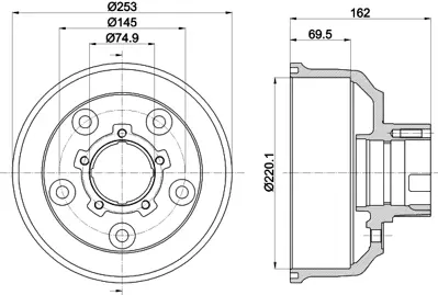 BRAXIS AD5012 Arka Fren Kampanası Kıa Bongo 2700 K2500 2003-> (220mm) K60B26251