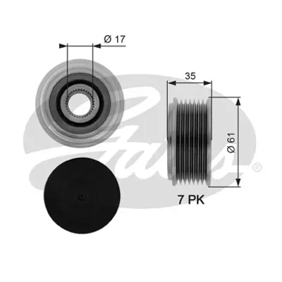 GATES OAP7070 Alternator Kasnagı (Rulmanlı) Transıt 2,4 Tdcı (00 06) / (Alternator Oem No Icın: 2c1t10300ba) YC1T10A352AC